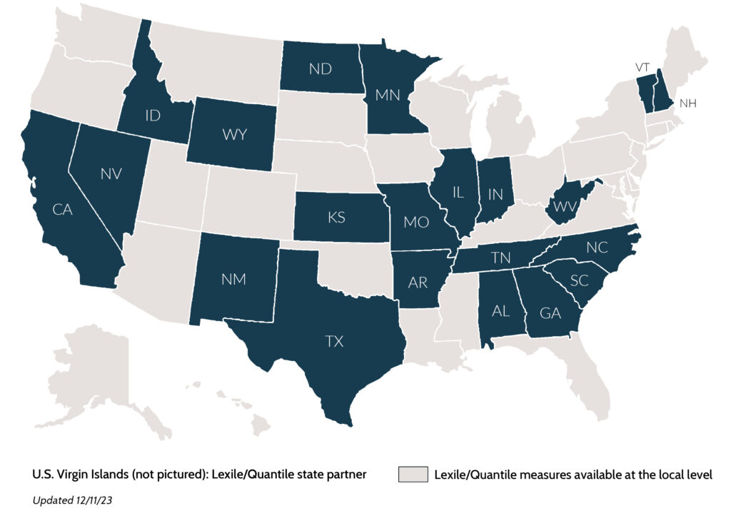 Over 20 departments of education across the United States have linked their state assessments to report Lexile and Quantile measures for students.