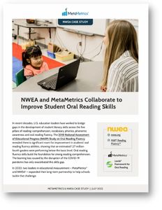 Front page of the case study, "NWEA and MetaMetrics Collaborate to Improve Student Oral Reading Skills."