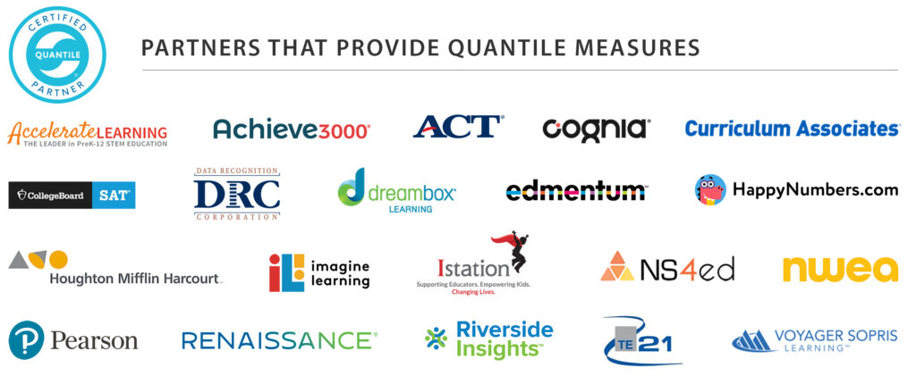 Logo wall features sampling of certified partners that provide Quantile measures.